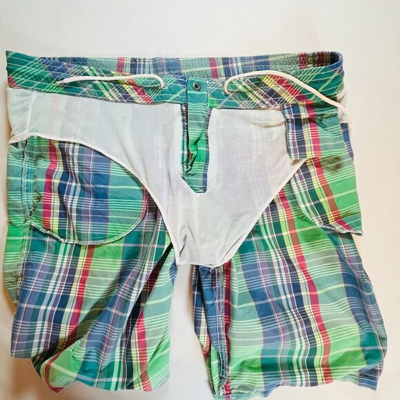 POLO Ralph Lauren Mens XXL Plaid Board Shorts Drawstring Mesh Lined Pockets - Picture 15 of 16